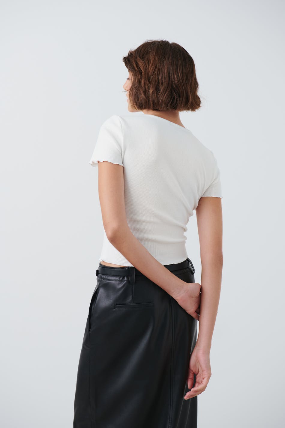 Brushed rib top - Blanc cassé