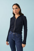 Rib hoodie - Bleu marine