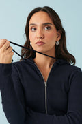 Rib hoodie - Bleu marine