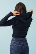 Rib hoodie - Bleu marine