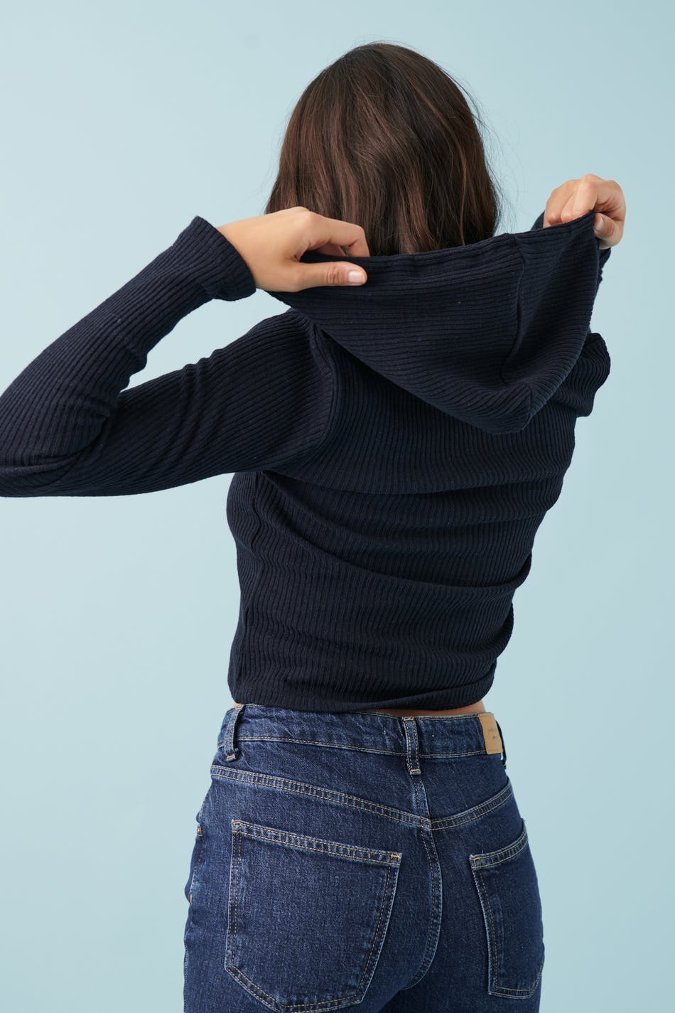 Rib hoodie - Bleu marine
