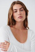 Lace detail top - Blanc cassé