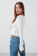 Lace detail top - Blanc cassé