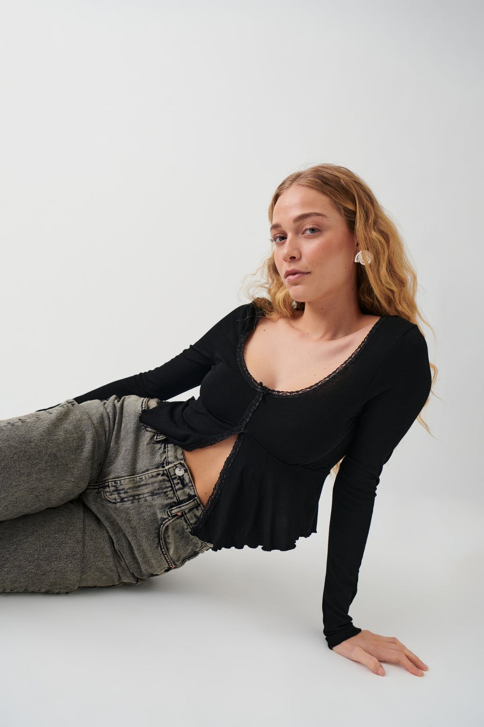 Lace detail top - Blanc cassé