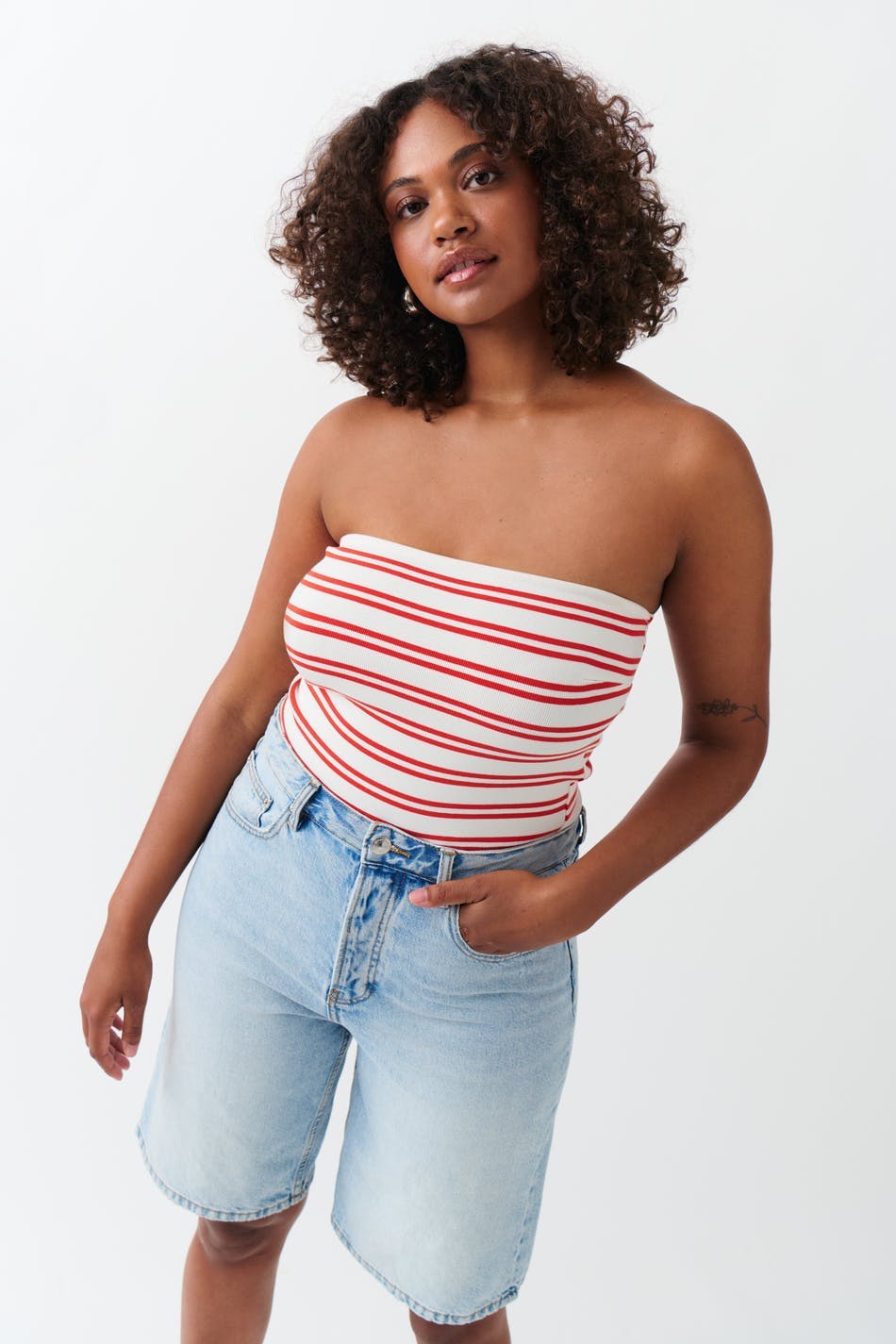 tube top - Navy blazer