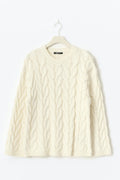 Cable knitted sweater - Crème
