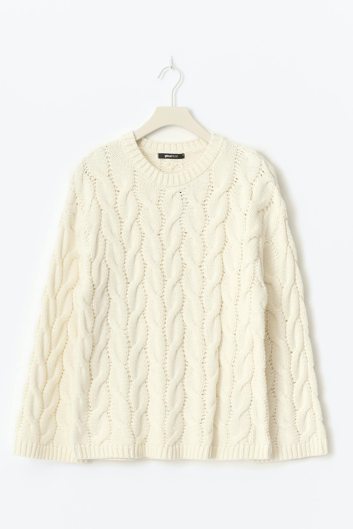 Cable knitted sweater - Crème