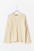 Cable knitted sweater - Crème