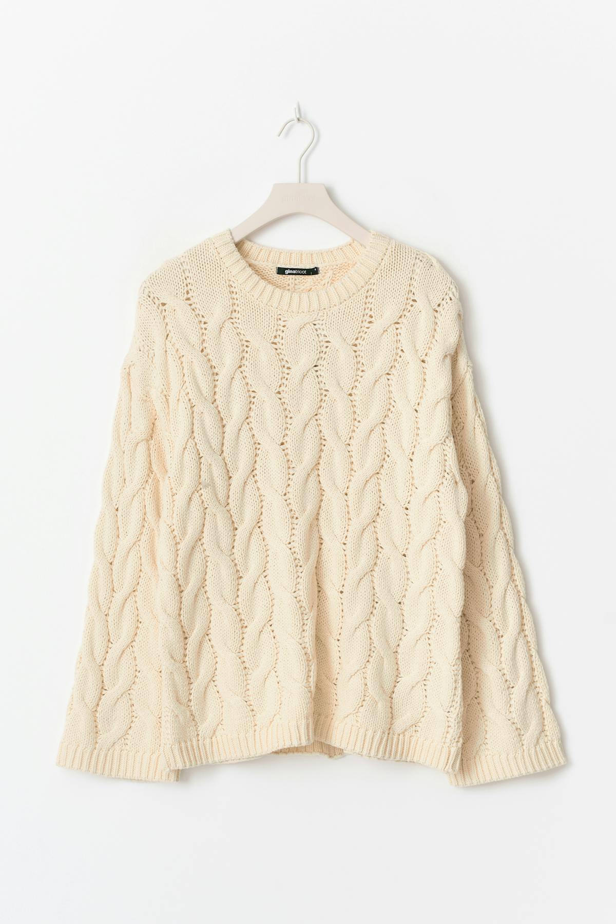 Cable knitted sweater - Crème