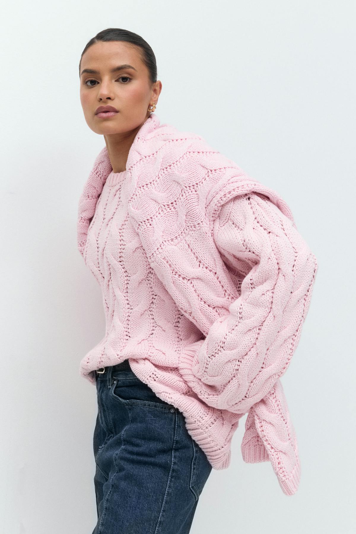 Cable knitted sweater - Heather