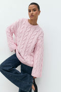 Cable knitted sweater - Parfait pink