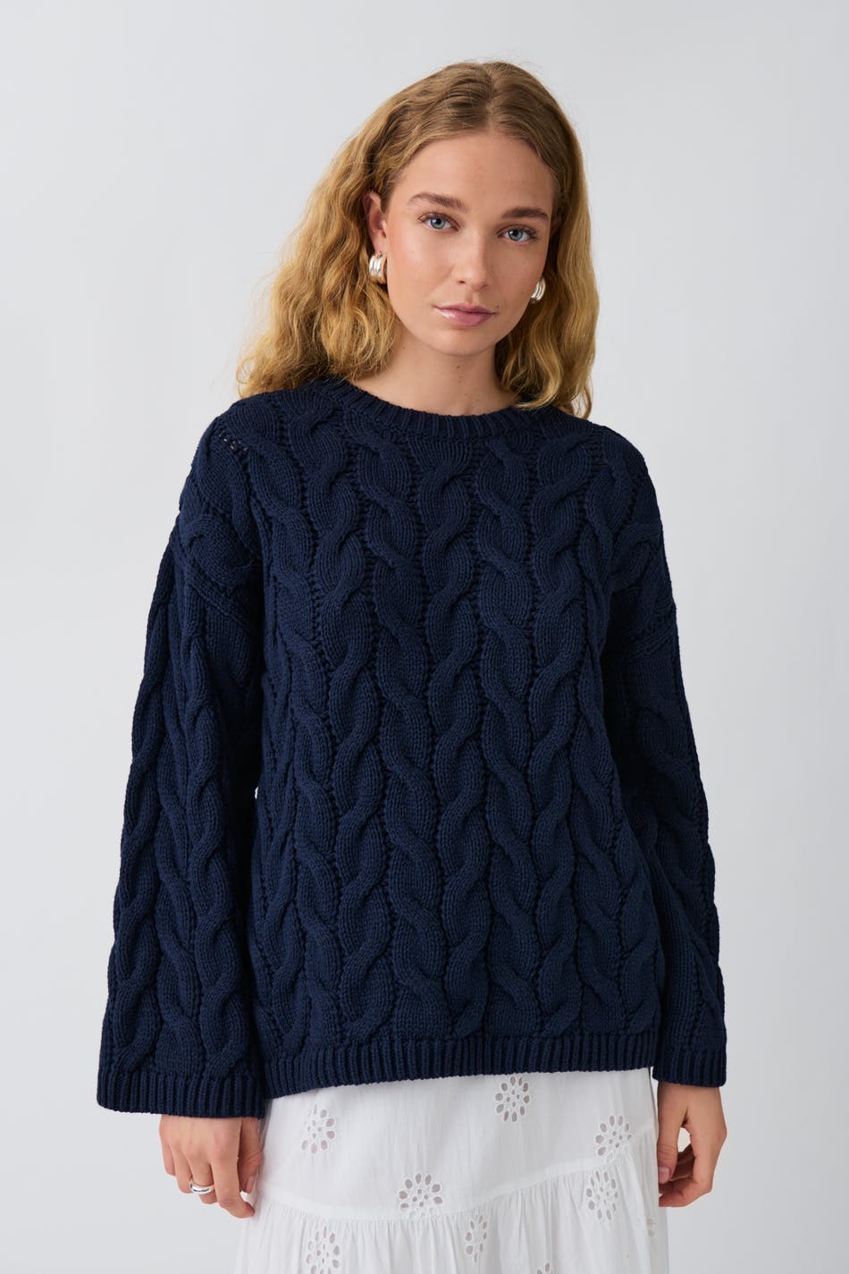 Cable knitted sweater - Navy blazer