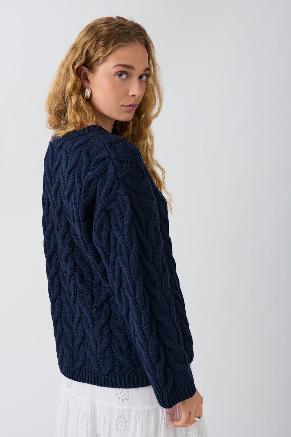 Cable knitted sweater - Navy blazer