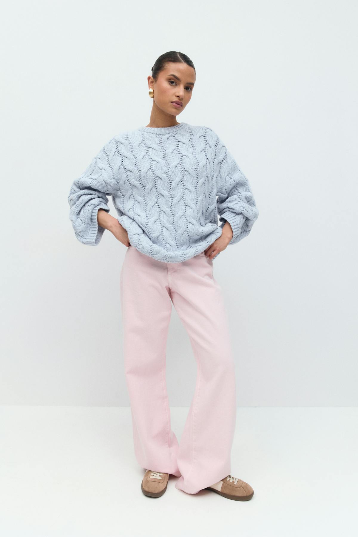 Cable knitted sweater - Heather