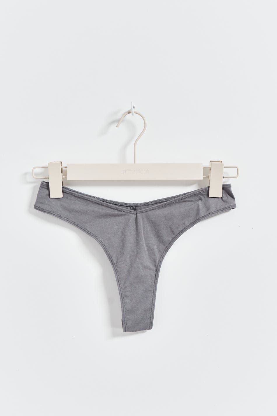 v shaped cotton thong - Noir