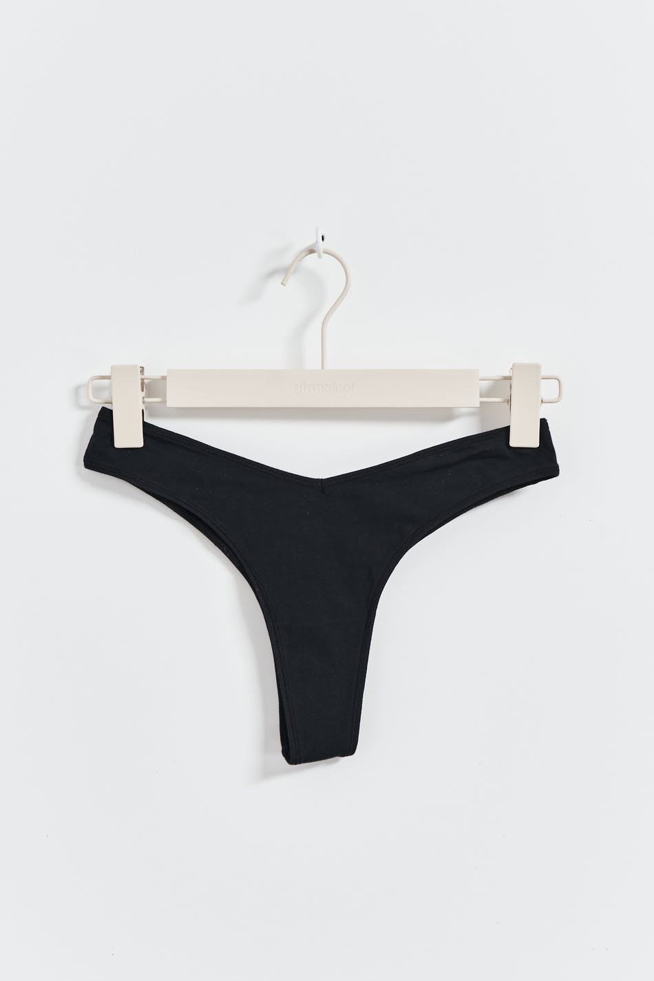 v shaped cotton thong - Noir