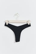 v shaped cotton thong - Noir