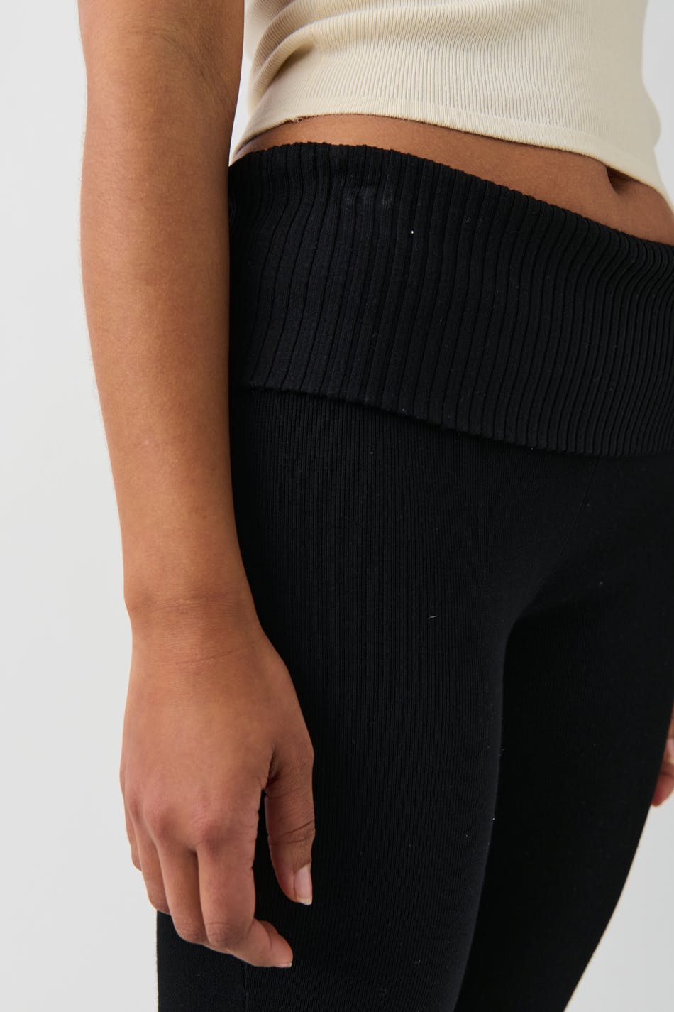 Knitted folded down trousers - Noir