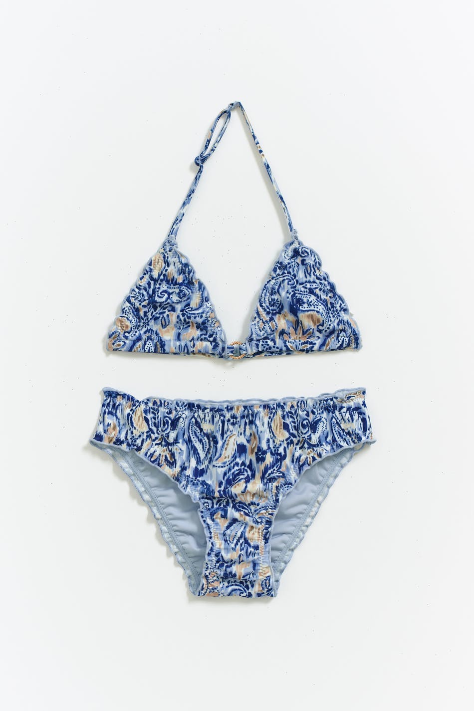 Y flounce bikini set - Blue paisley