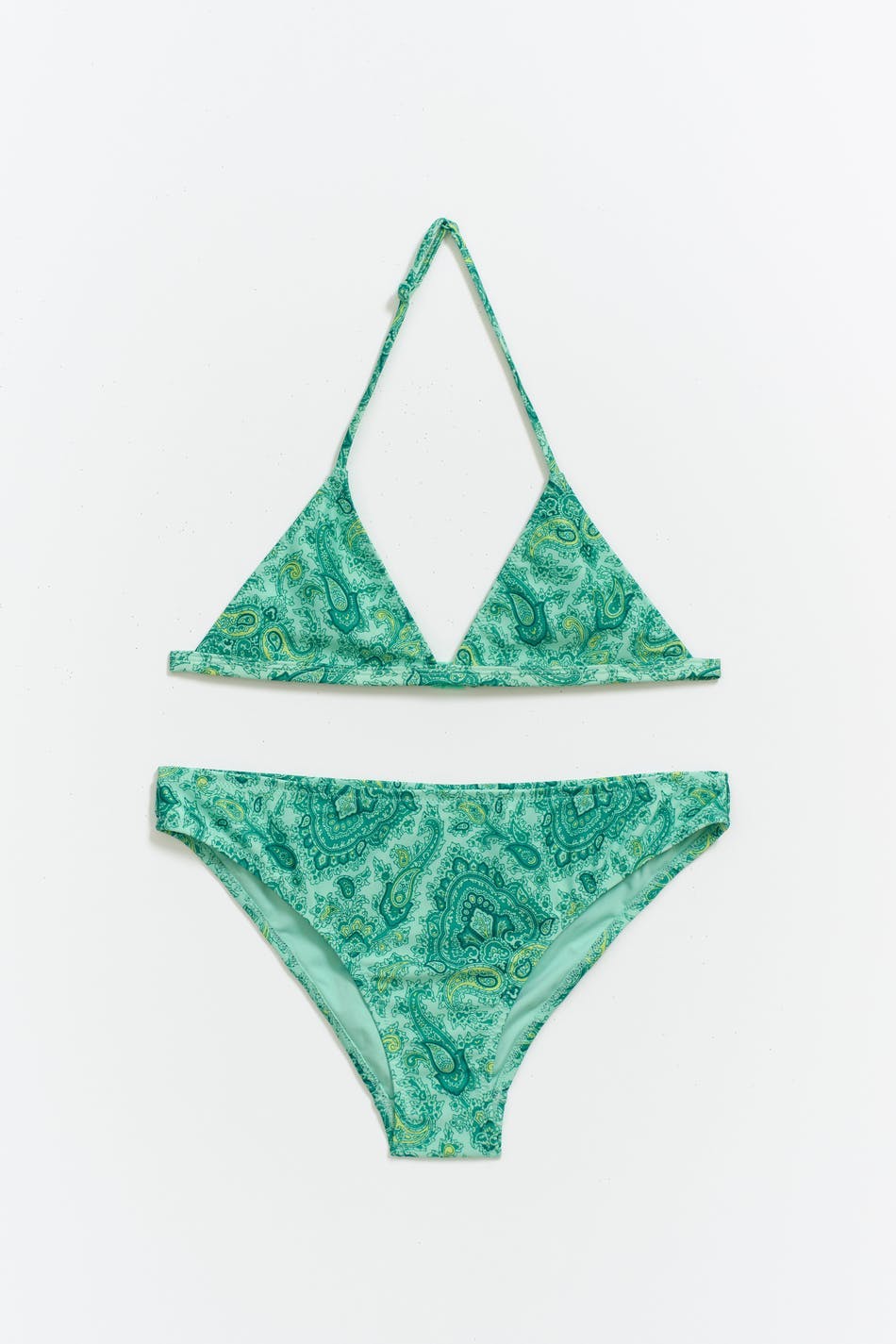 Y triangle bikini set - Green paisley