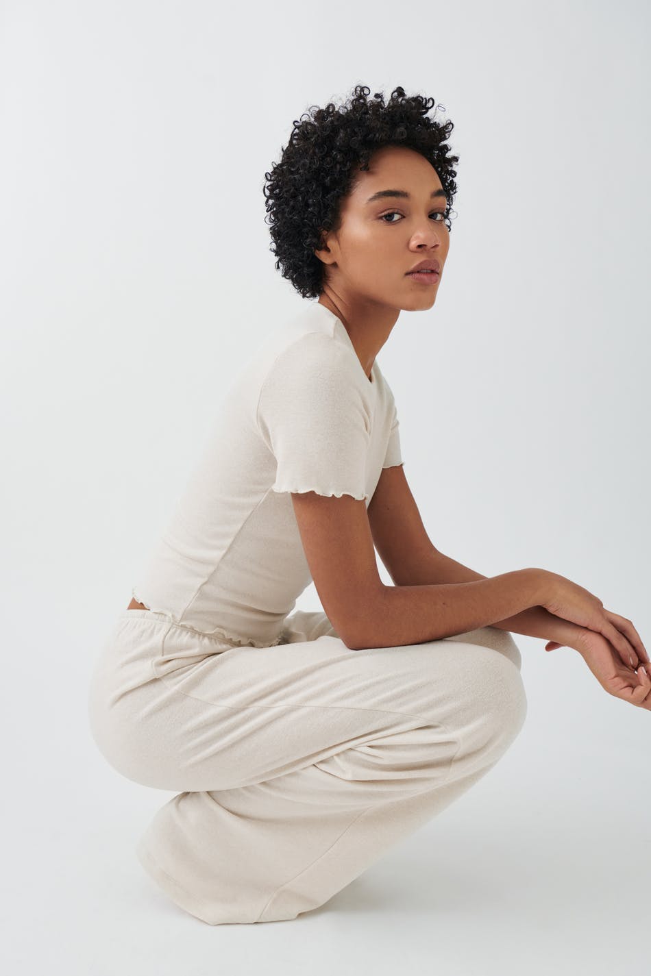 drawstring wide trousers - Moonbeam
