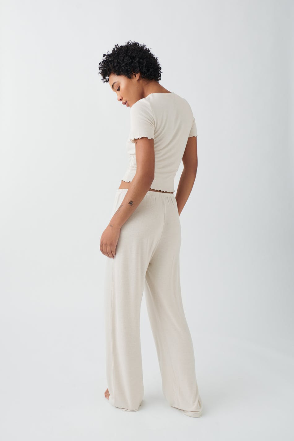 drawstring wide trousers - Moonbeam