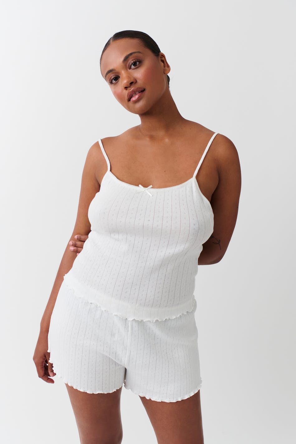 Pointelle shorts - Blanc cassé