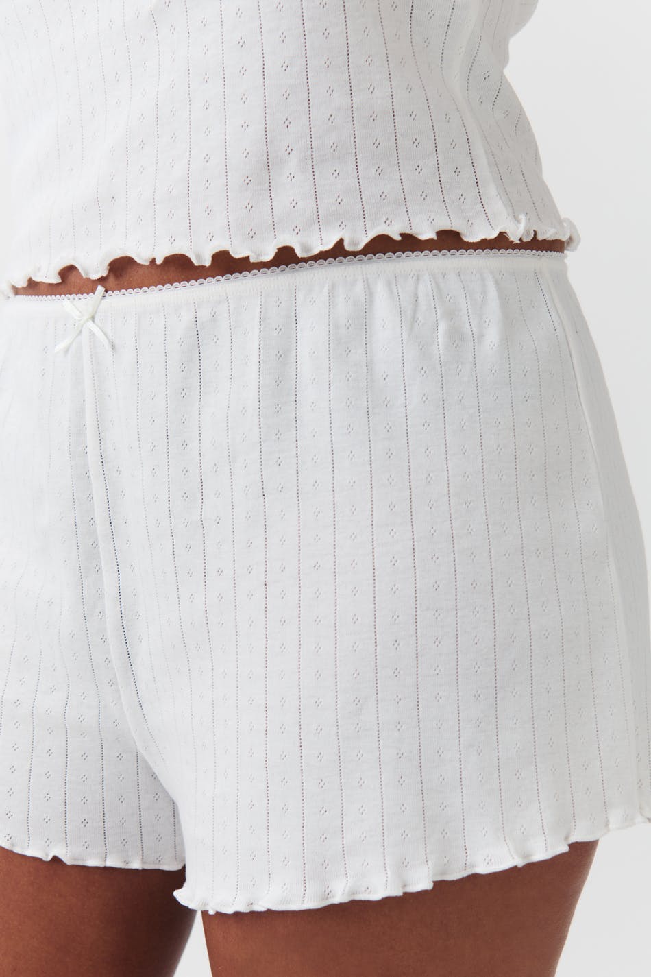 Pointelle shorts - Blanc cassé