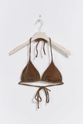 Glitter triangle bikini top - Brown/glitter