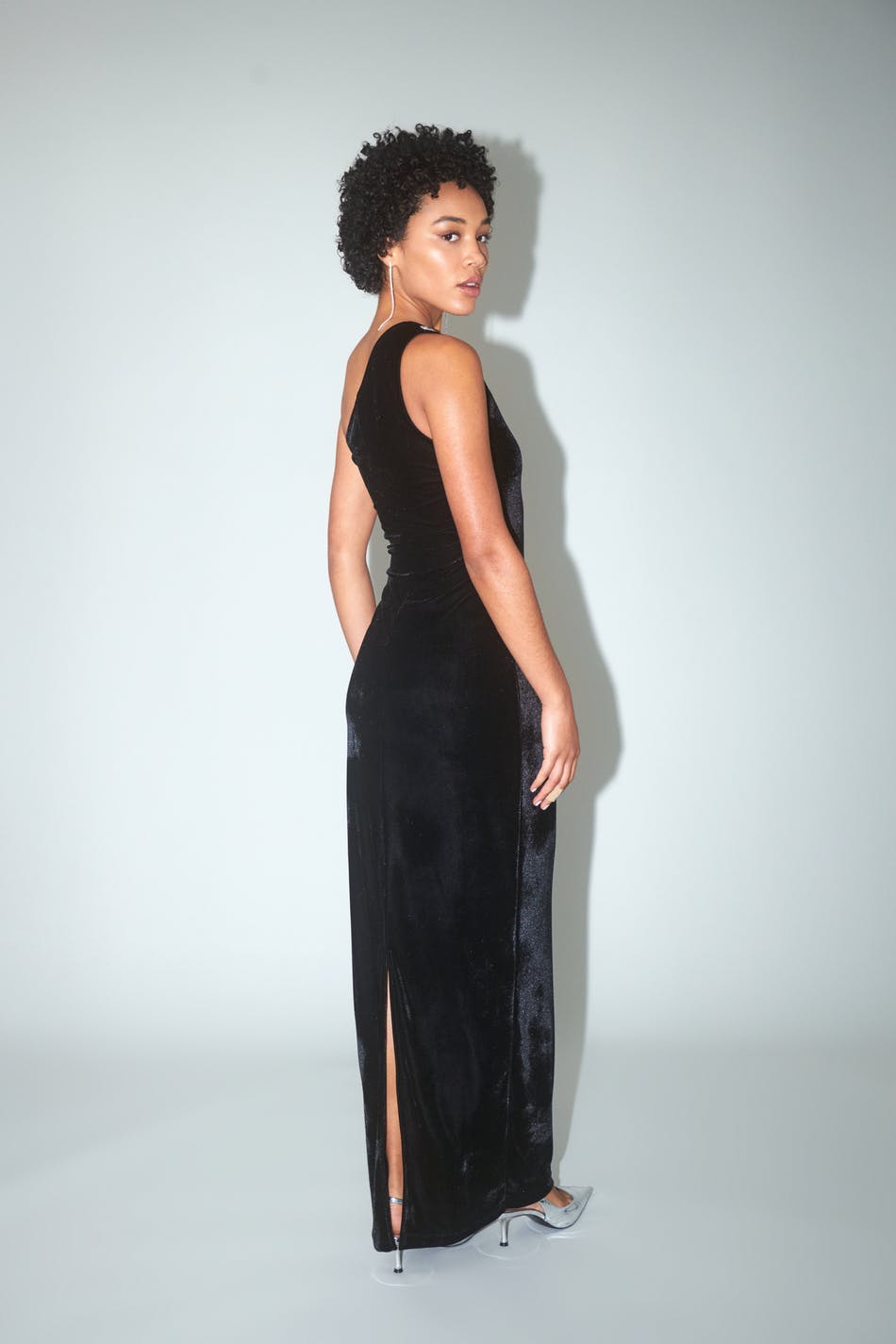 Velvet rhinestone maxi dress - Noir