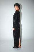 Ruched velvet maxi dress - Noir