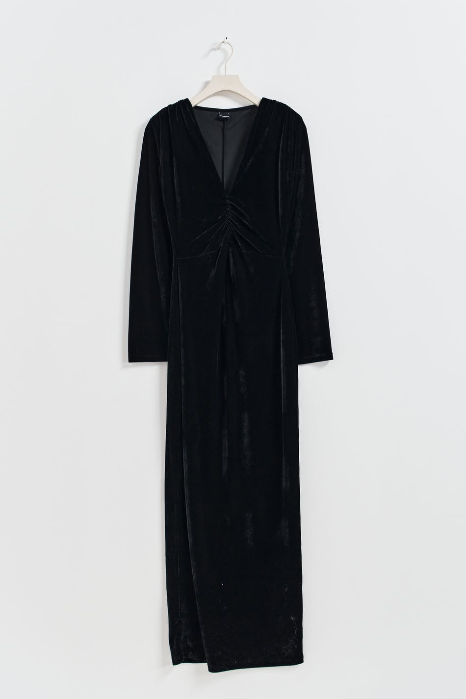 Ruched velvet maxi dress - Noir