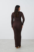 Textured maxi skirt - Coffee bean