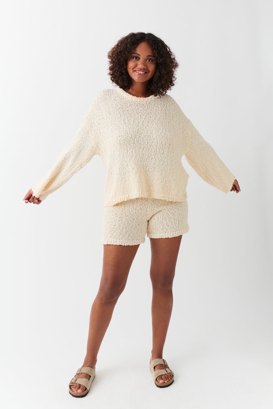 Knitted shorts - Crème