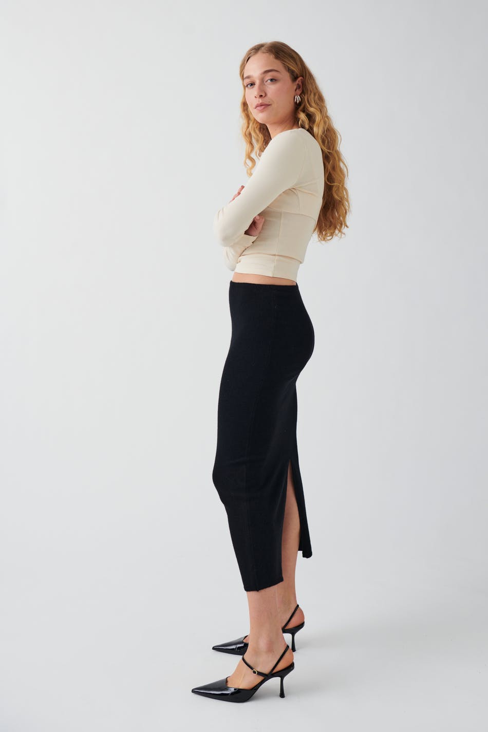 Low waist knit skirt - Noir