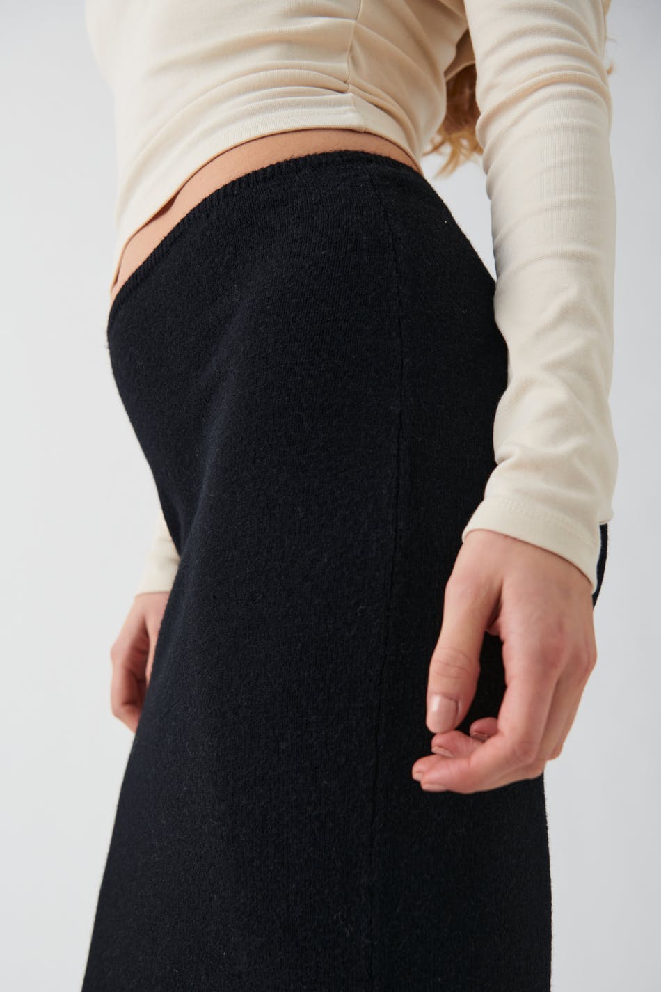 Low waist knit skirt - Noir