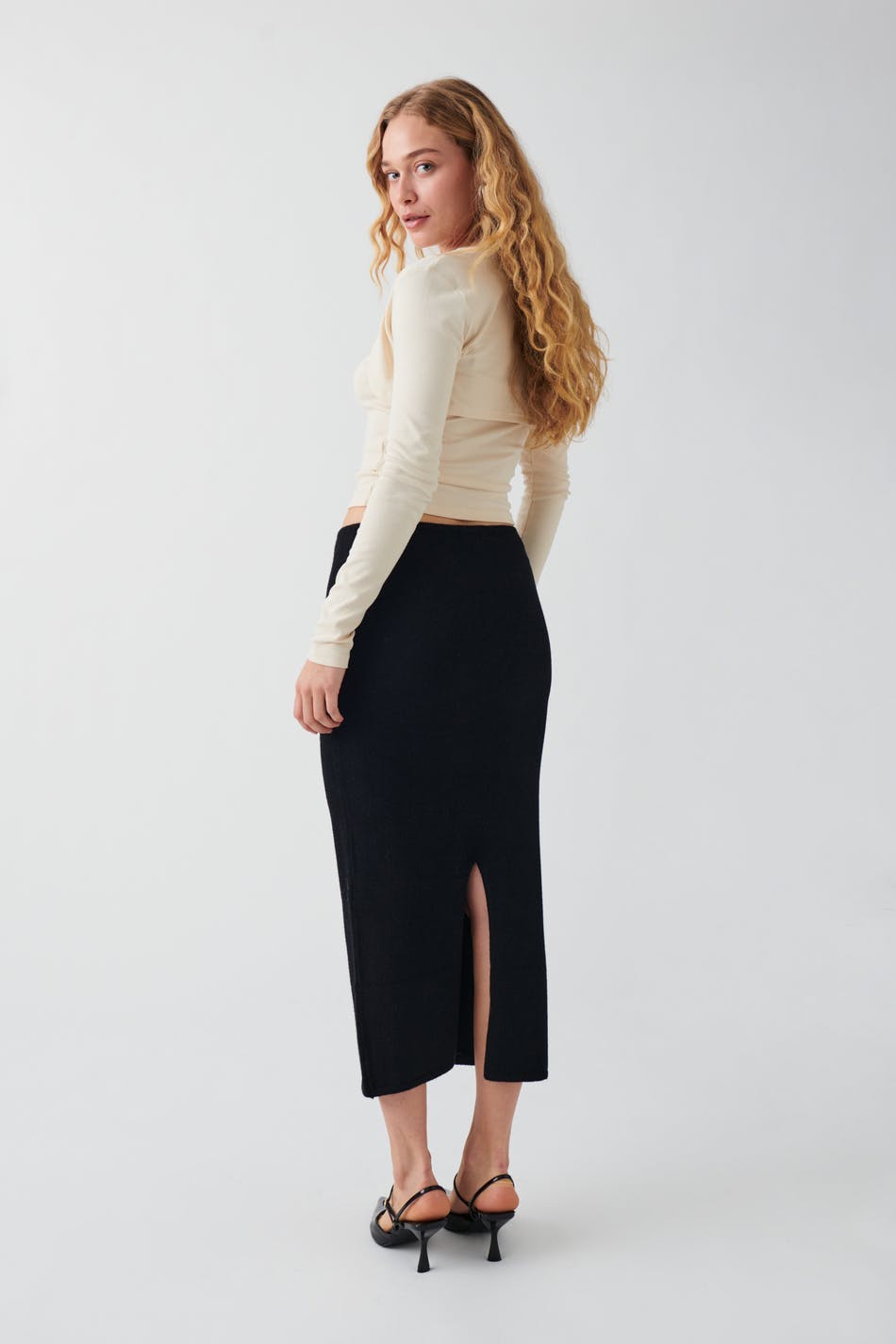 Low waist knit skirt - Noir