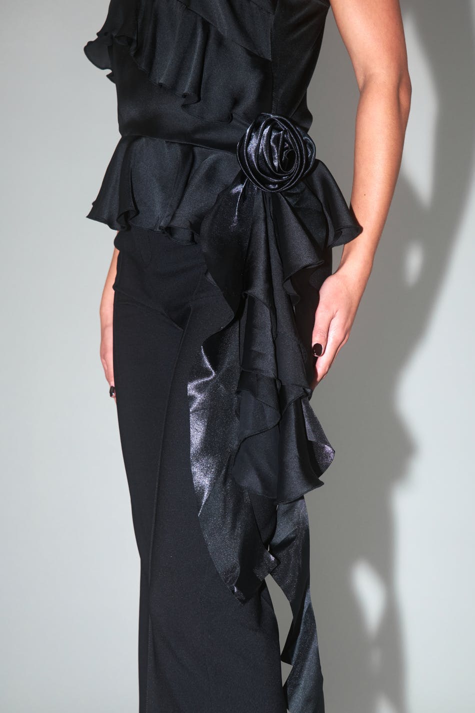 Frill rose detail clip - Noir