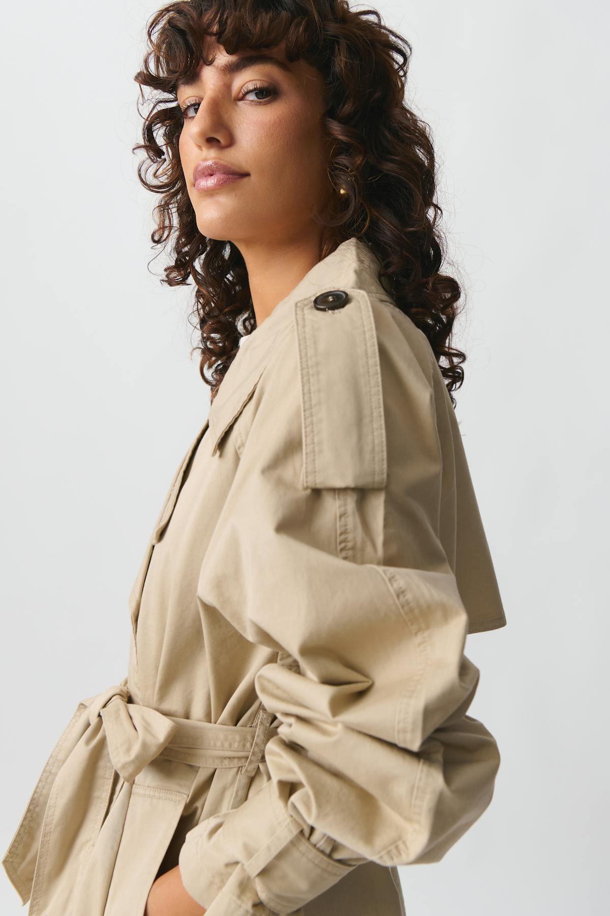 short belted trench coat - Noir