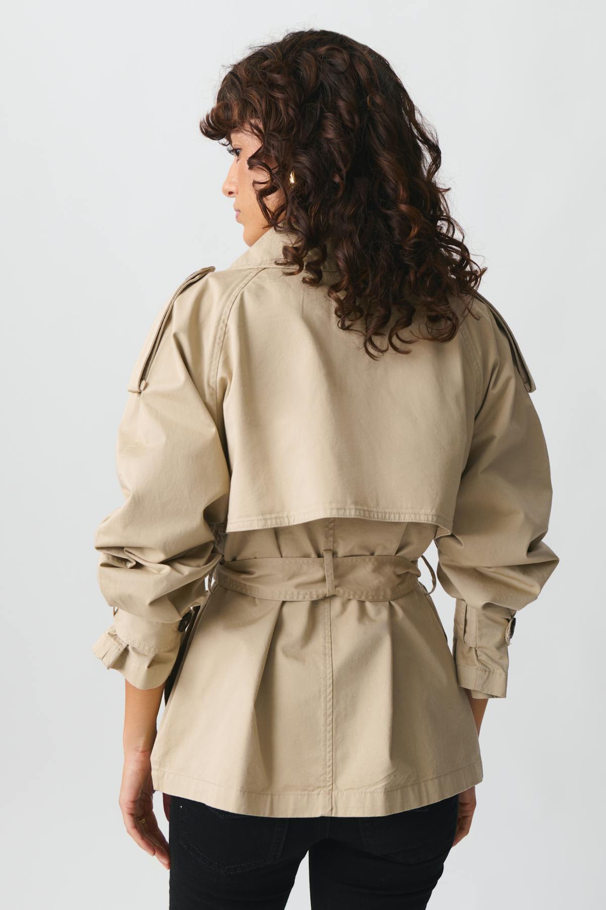 short belted trench coat - Noir