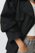 short belted trench coat - Noir