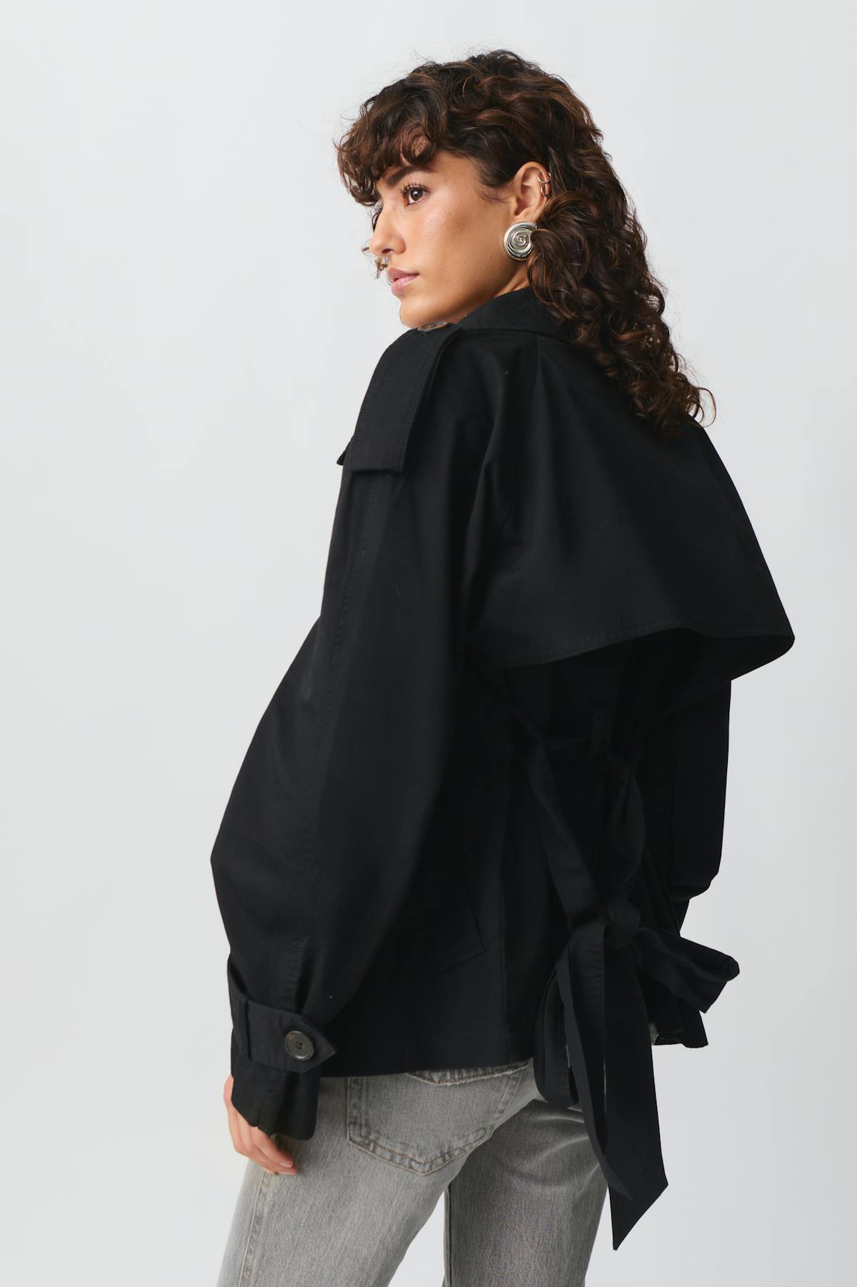 short belted trench coat - Noir