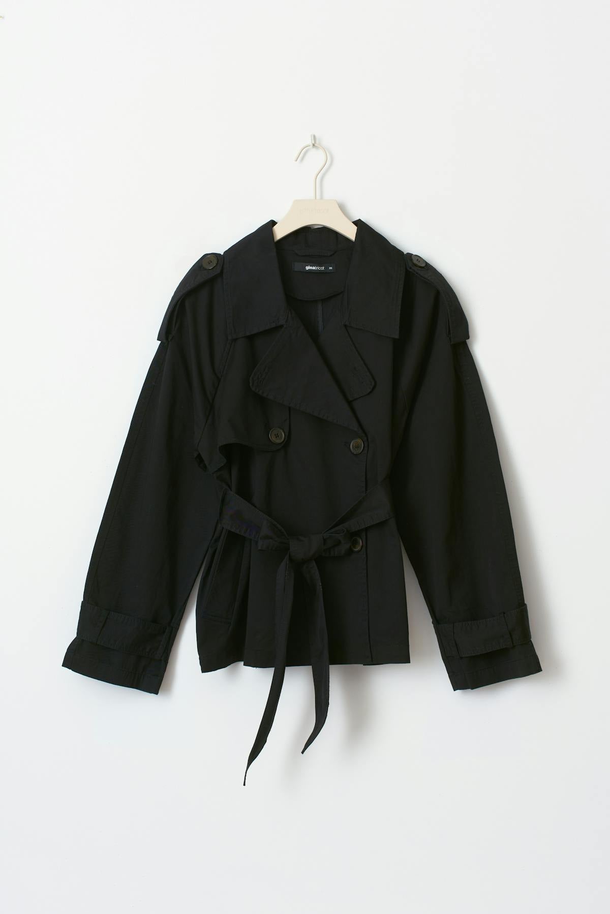 short belted trench coat - Noir