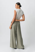 Fluid wide trousers - Vetiver