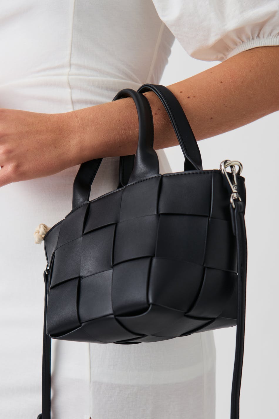 Braided pu bag - Noir