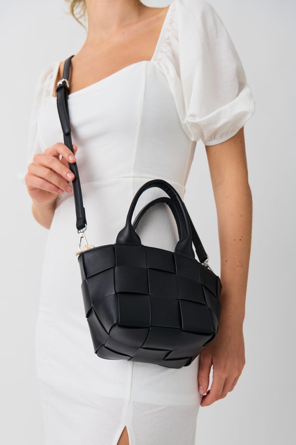 Braided pu bag - Noir