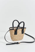 Straw contrast bag - Beige/black