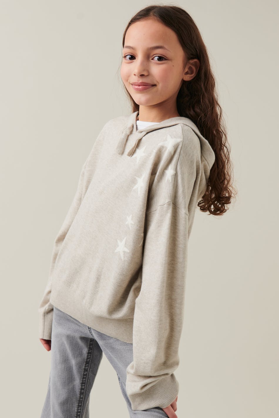 Y star knitted hoodie - Beige melange
