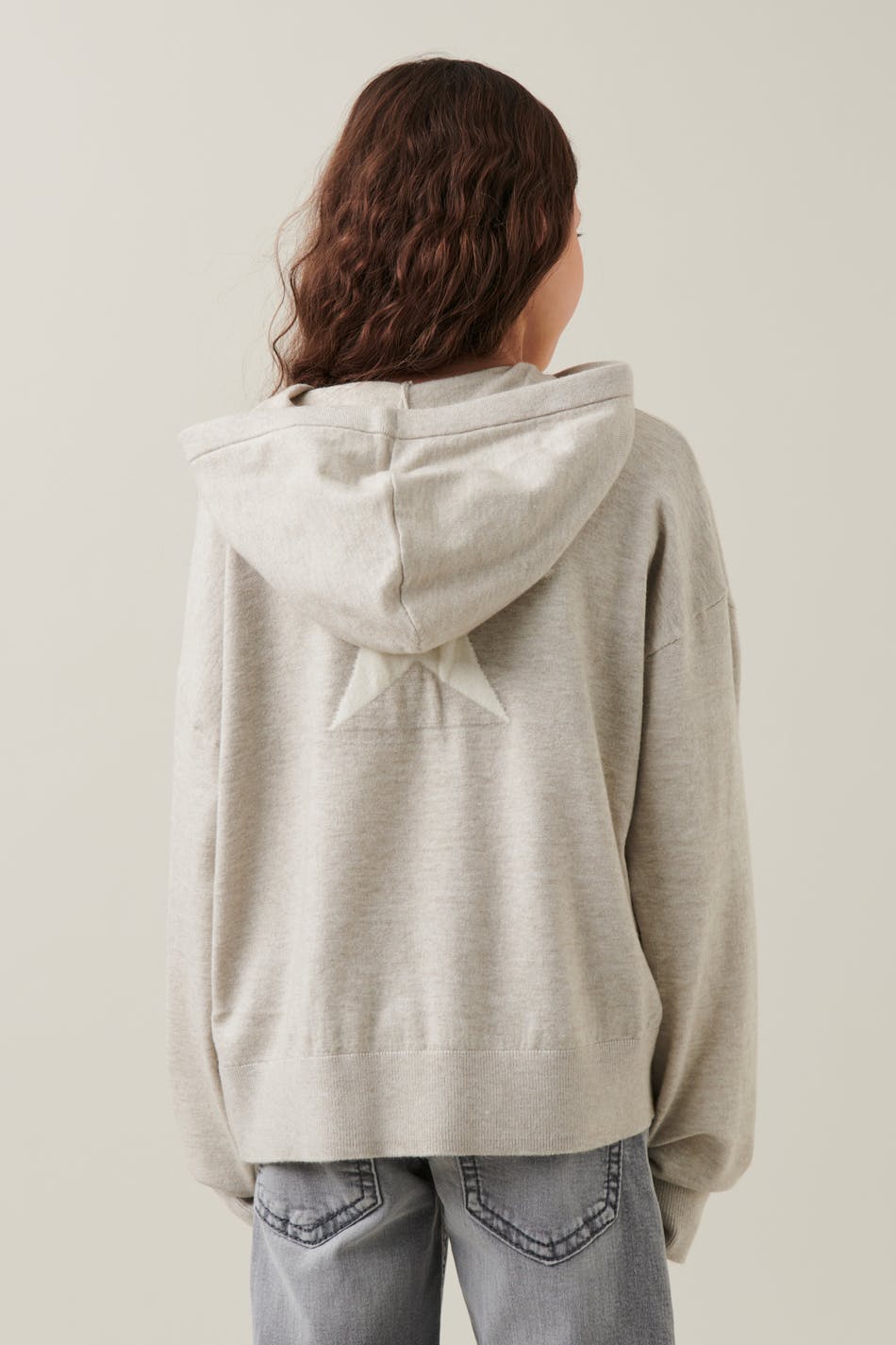 Y star knitted hoodie - Beige melange