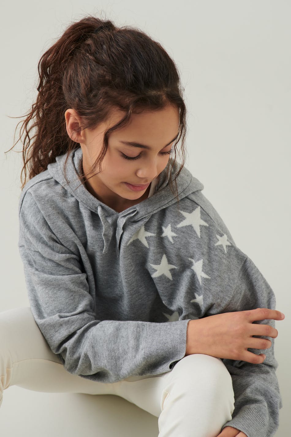 Y star knitted hoodie - Grey melange